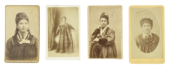 Appraisal: HAWAII Group of cartes-de-visite of Hawaiian women photographs each mounted