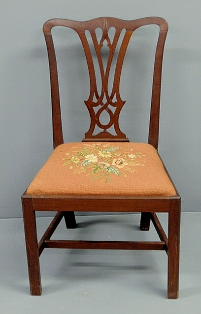 Appraisal: Chippendale mahogany side chair with a slip seat and impressed