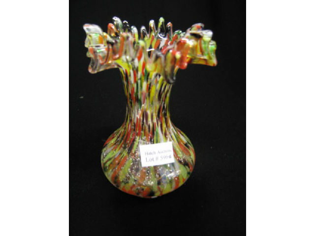 Appraisal: Victorian Art Glass Vase multi-color spatterware or end-of-day decor