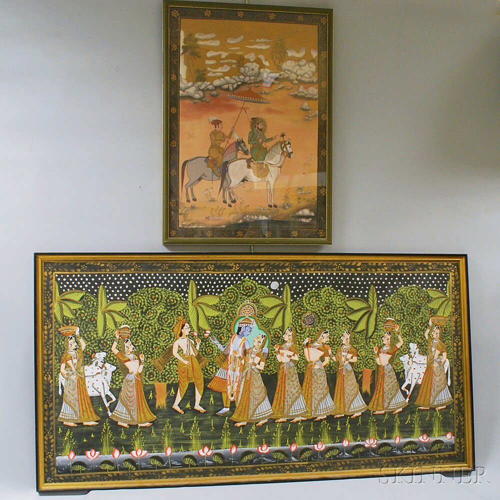 Appraisal: Two Indian Paintings depicting a nobleman and an attendant on