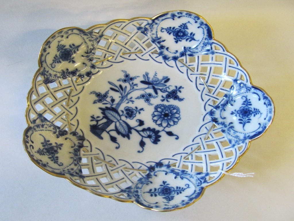 Appraisal: Meissen bowl with lattice rim restored