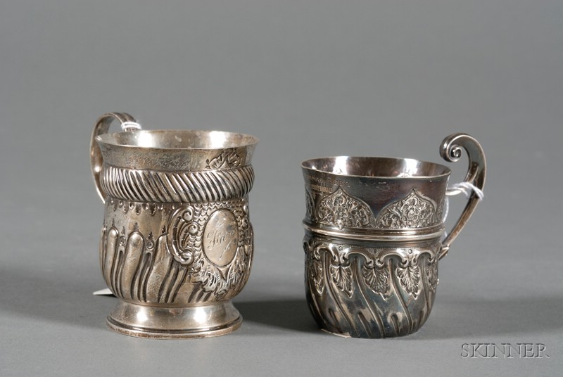 Appraisal: Two Victorian Edward VII Silver Mugs Sheffield both Queen Anne