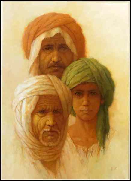 Appraisal: WILLIAM WEINTRAUB TH CENTURY THREE FACES Oil on canvas signed