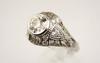 Appraisal: LADY'S RING - Antique platinum filigree design centered with one