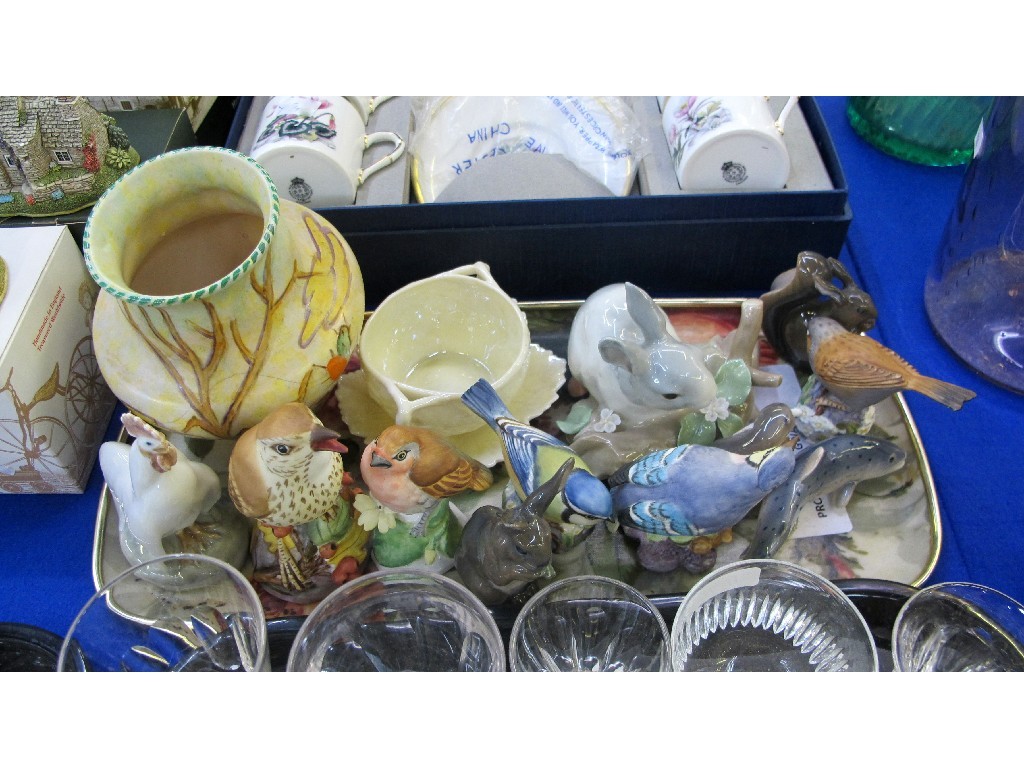 Appraisal: Tray of ceramics including Lladro rabbit Copenhagen cockerel Beswick vase