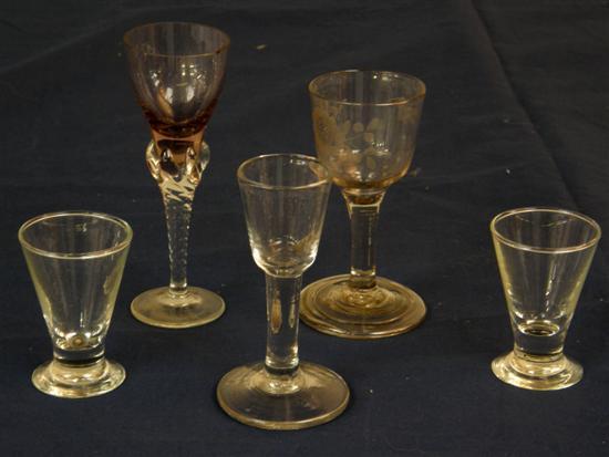 Appraisal: Five drinking glasses th century and later to include a