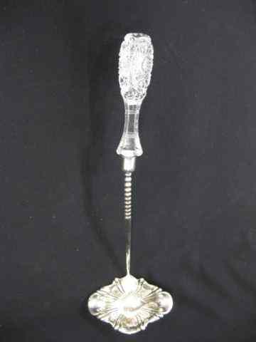 Appraisal: Cut Glass Silverplate Punch Ladle brilliant period '' long