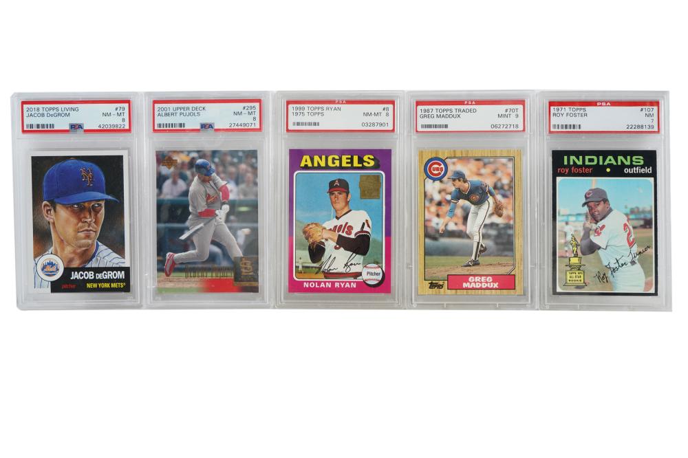 Appraisal: FIVE PSA GRADED BASEBALL CARDScomprising Topps Roy Foster NM Topps