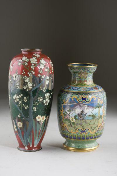 Appraisal: Two Japanese Cloisonne Vases late th c enamel on brass