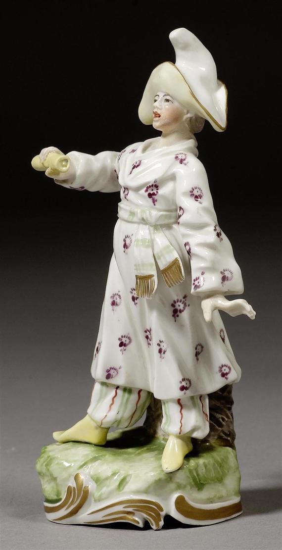 Appraisal: CHINESE FIGURE WITH SCROLL FRANKENTHAL MODEL BY CARL GOTTLIEB LUECK