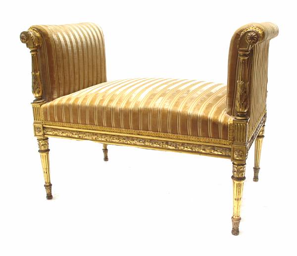 Appraisal: A Louis XVI style giltwood window bench height in width