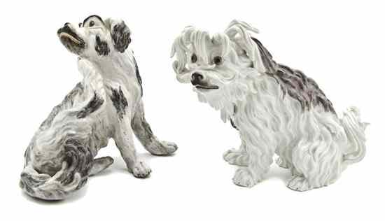 Appraisal: Two Continental Porcelain Anamalier Figures each depicting a dog in