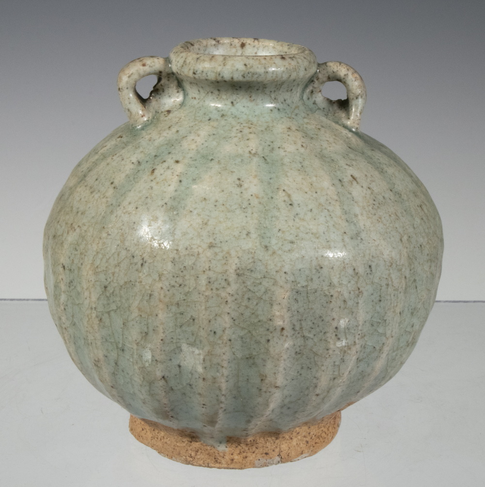 Appraisal: CHINESE QING STORAGE JAR Southern Celadon Glazed Footed Stoneware Jar