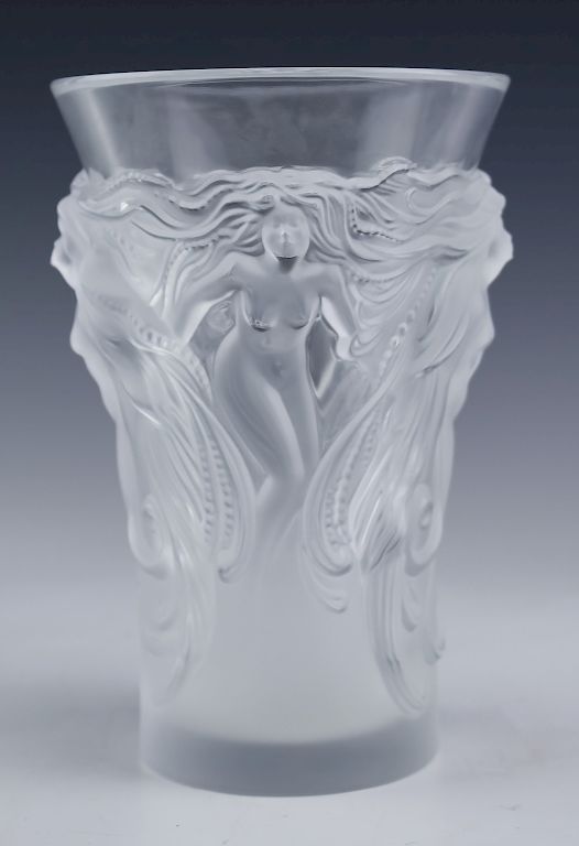 Appraisal: Lalique French Female Nude Fantasia Sirens Vase Signed figural sirens