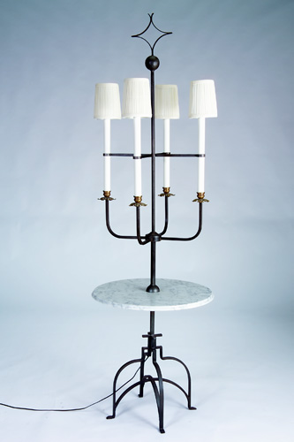 Appraisal: TOMMI PARZINGER Floor lamp with four tall candlestick fixtures on