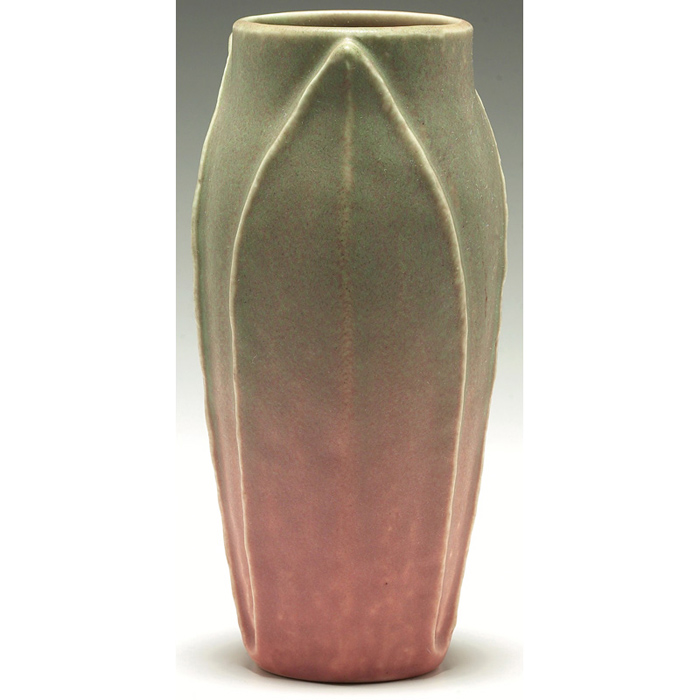 Appraisal: Rookwood vase vertical leaf designs under a pink and green