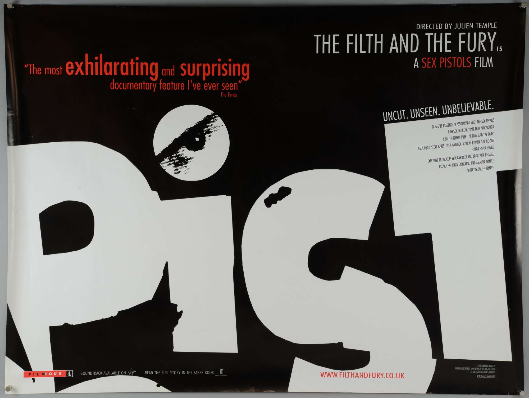 Appraisal: The Filth and The Fury British Quad film poster starring