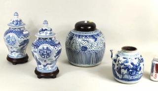 Appraisal: Four Chinese Blue White Porcelains Four Chinese blue and white