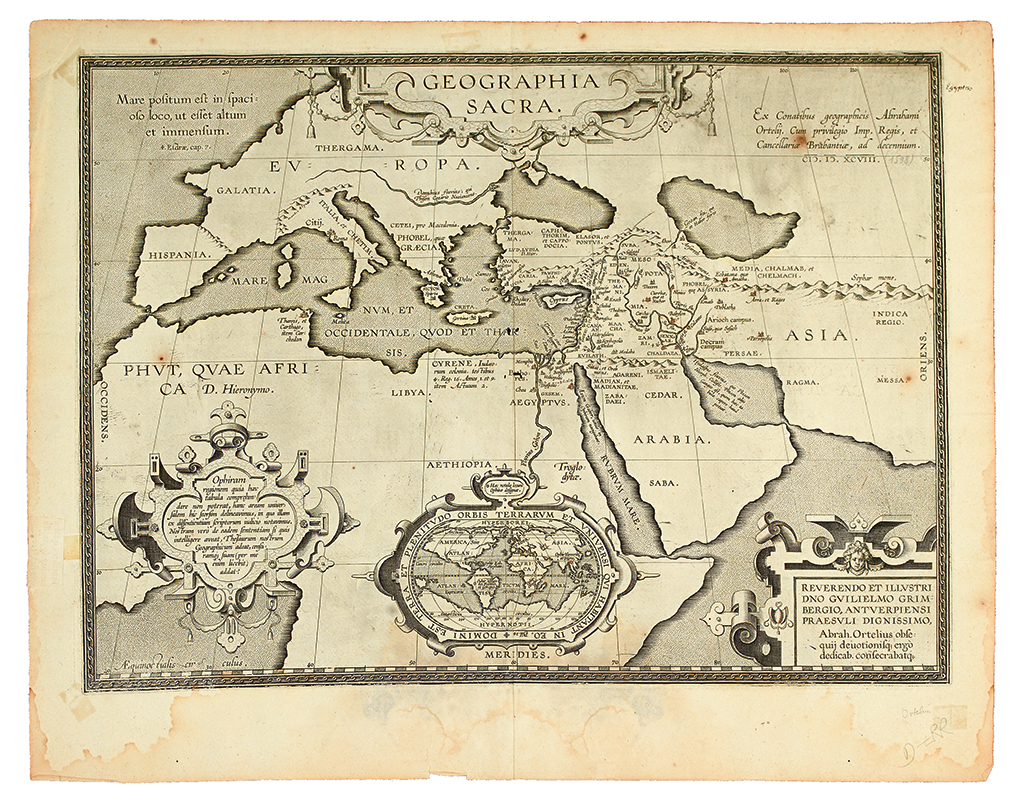 Appraisal: ORTELIUS ABRAHAM Geographia Sacra Double-page engraved map of the ancient