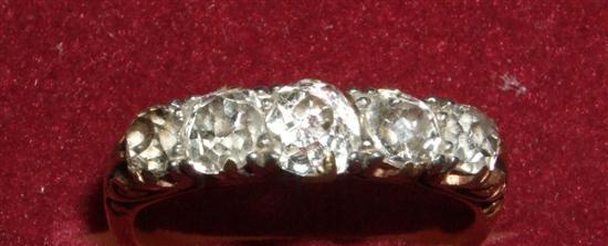 Appraisal: Antique five stone carved style half hoop diamond ring