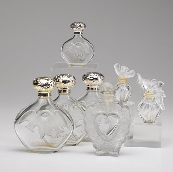 Appraisal: LALIQUE Grouping of seven perfumes includes L Air du Temps