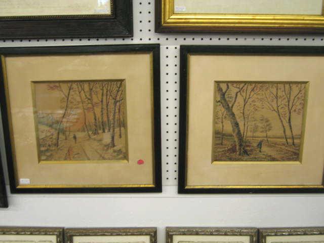 Appraisal: Pair of Victorian Watercolors hunter along the road and gatheriing