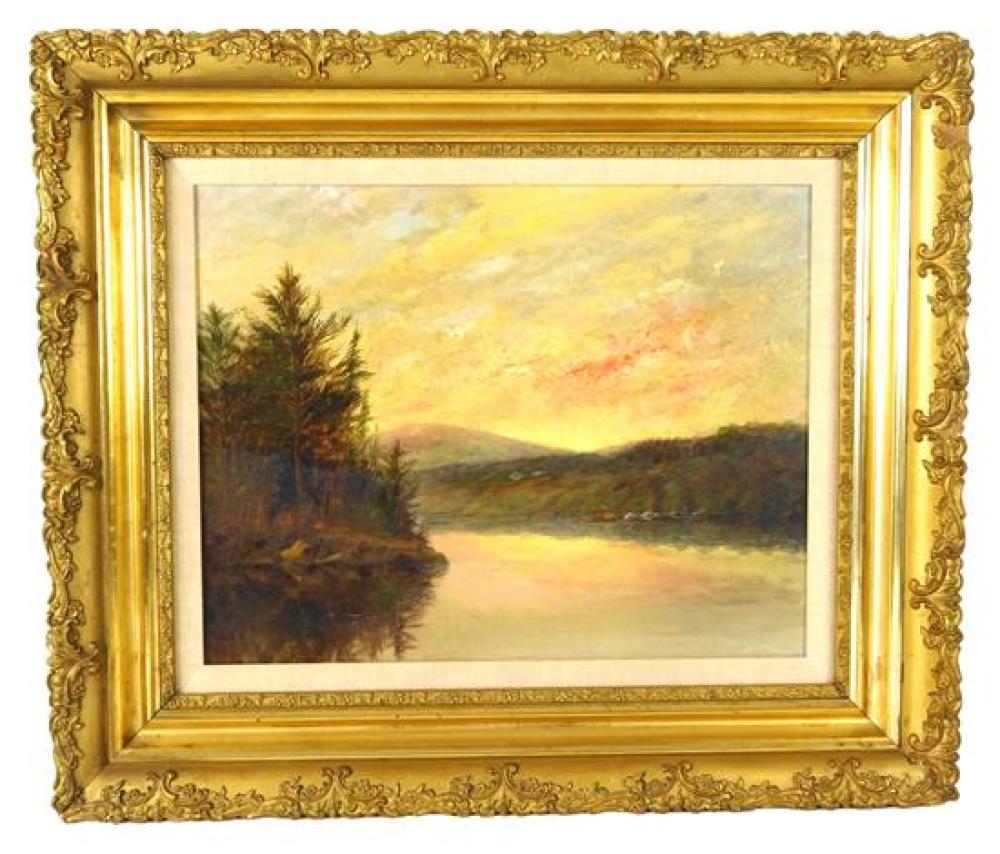 Appraisal: Oil on canvas board landscape th C verso signed lower