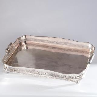 Appraisal: Large Sheffield plated gallery tray Large Sheffield plated gallery tray