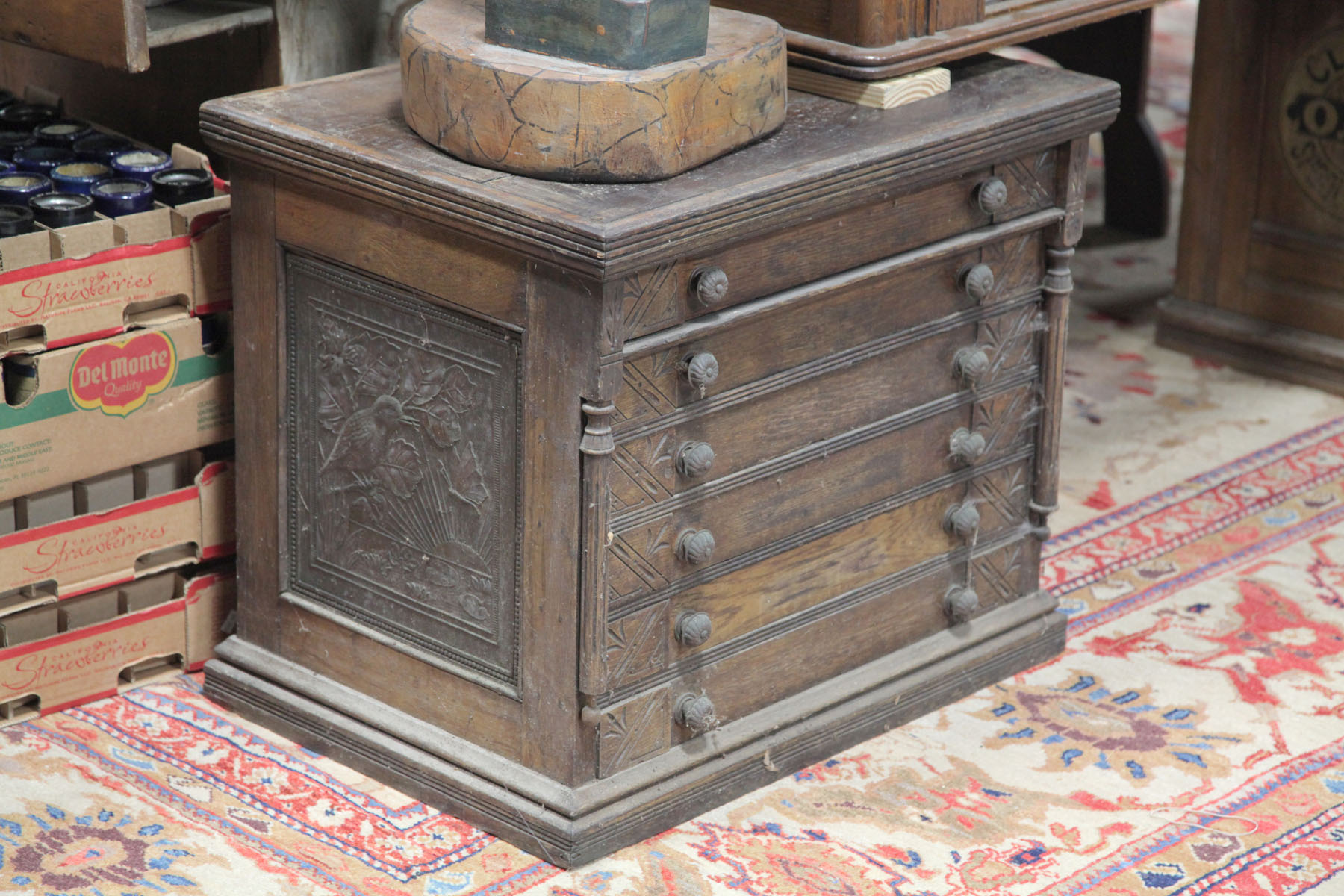 Appraisal: SPOOL CABINET American late th century Six drawer spool cabinet