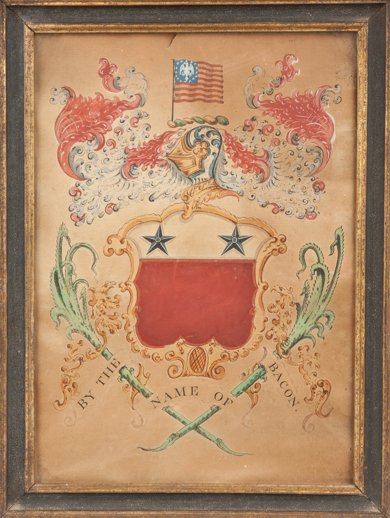 Appraisal: The Bacon Family Coat of Arms Early th cent Watercolor