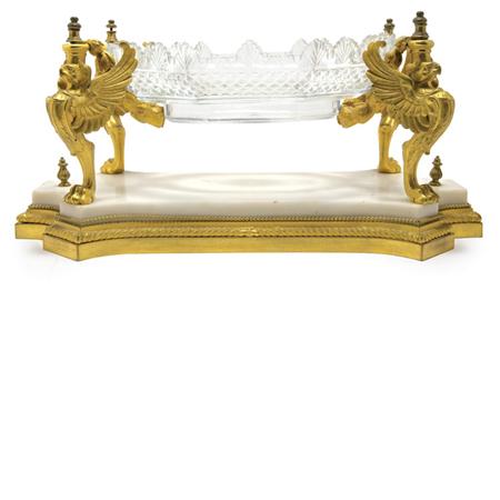 Appraisal: Empire Style Gilt-Bronze Cut Glass and Marble Centerpiece Estimate -