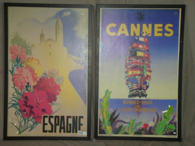 Appraisal: Pair of c French Spanish Travel Posters French poster by