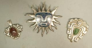 Appraisal: pc Mexican Sterling Pin Pendants All with nat pc Mexican