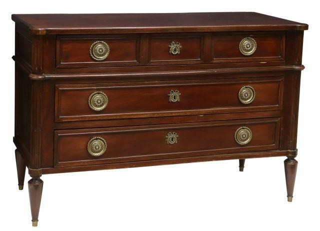 Appraisal: French Louis XVI style mahogany commode late th c shaped