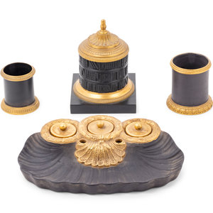 Appraisal: An Assembled Four-Piece Gilt Bronze Mounted Basalt Desk Set th