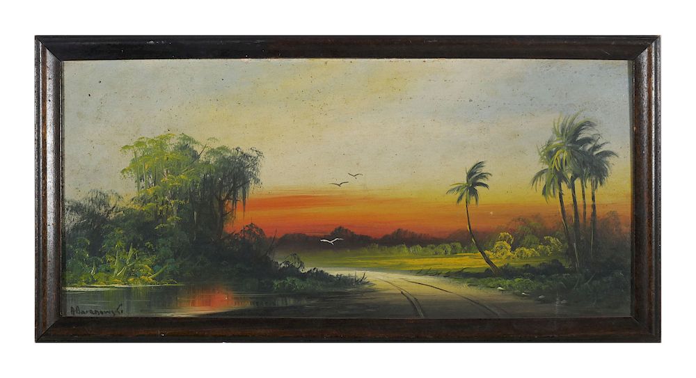 Appraisal: ALBIN BARANOWSKI Florida Wetland Landscape Oil on board painting by