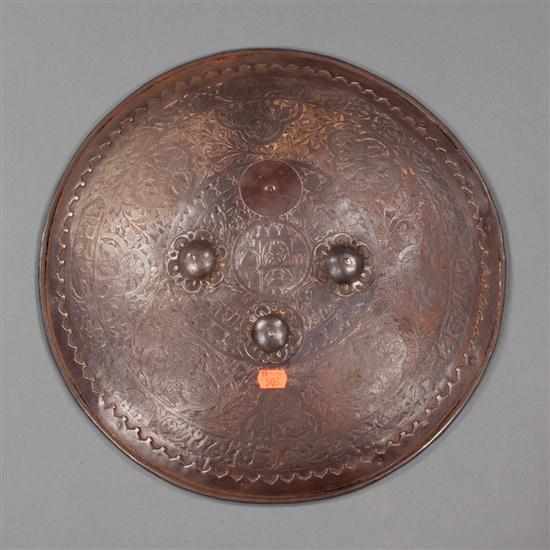 Appraisal: Indo-Persian chased steel buckler shield th century shallow relief design