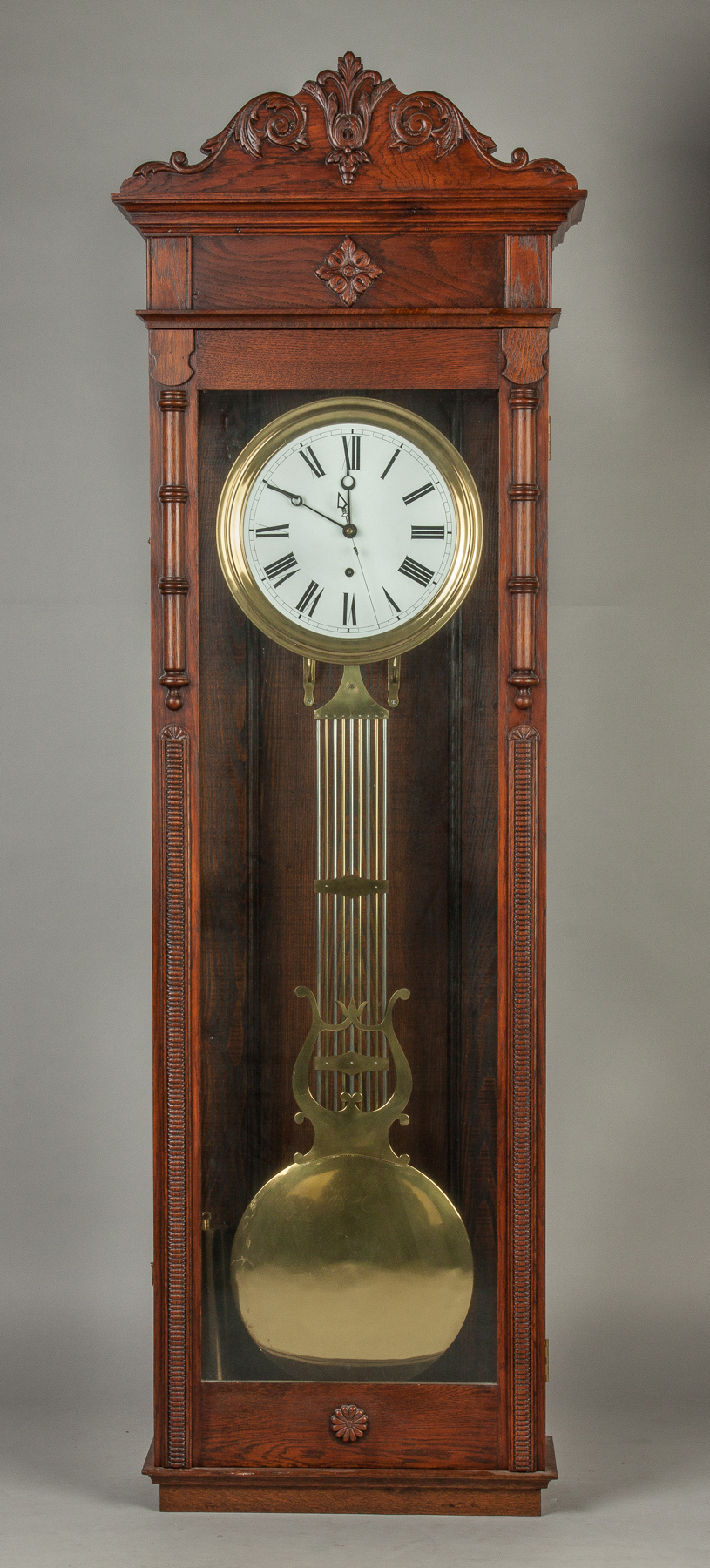 Appraisal: Jeweler's Regulator th century Oak case with columns and applied