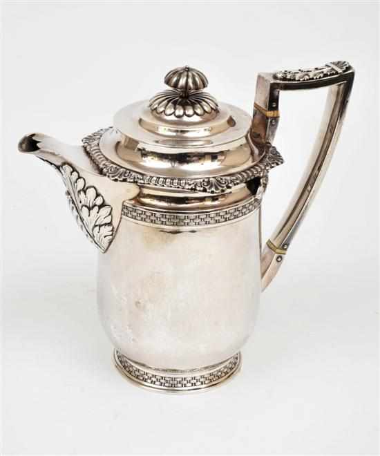 Appraisal: A GEORGE III STERLING SILVER COFFEE POT MAKER'S MARK WILLIAM