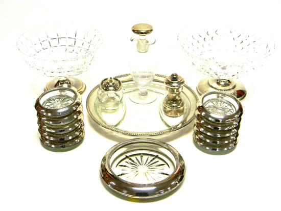 Appraisal: SILVER seventeen non weigable pieces two cut glass compotes with