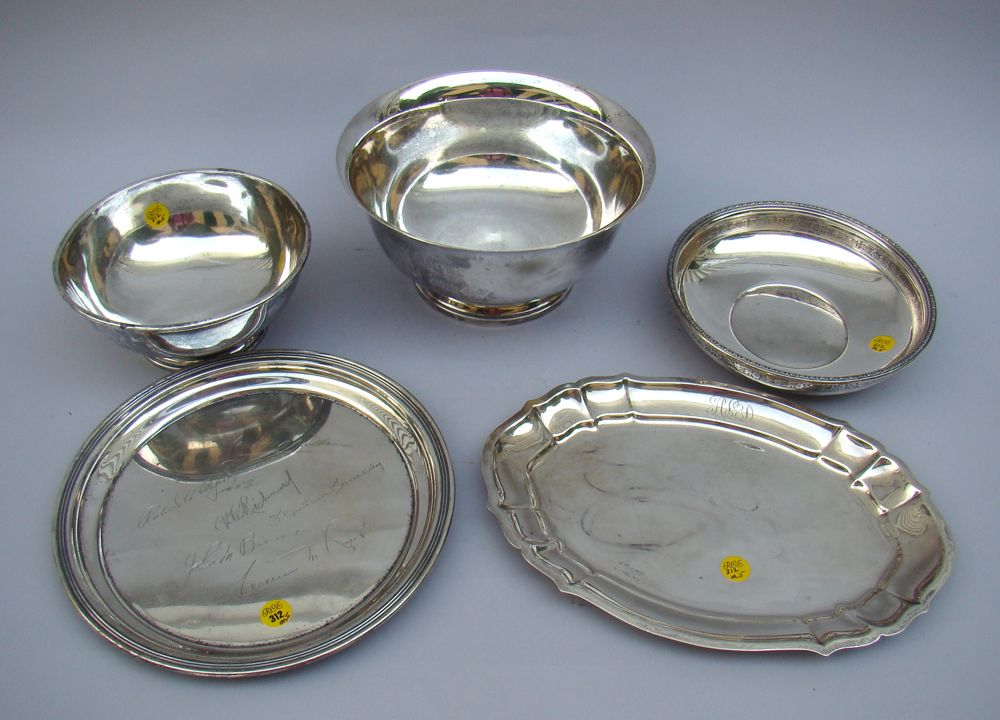 Appraisal: ASSORTED STERLING SILVER HOLLOWWARE By various makers Includes two Revere-style