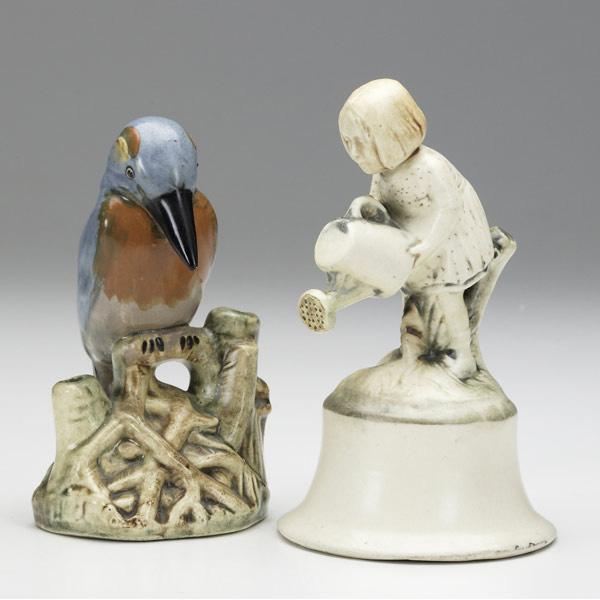 Appraisal: WELLER Two center pieces Brighton woodpecker restored beak and tail