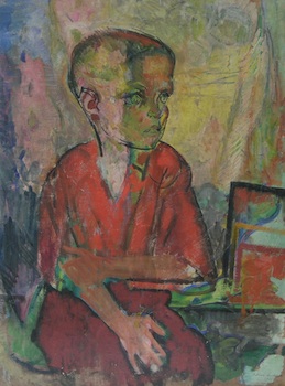 Appraisal: William Sommer American - Boy in Red Shirt Oil on