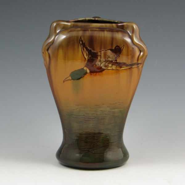 Appraisal: Weller Hunter three-sided vase with a mallard duck in flight