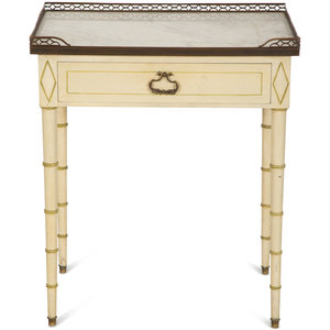 Appraisal: A Regency Style Painted Side Table with Brass Three-Quarter Gallery