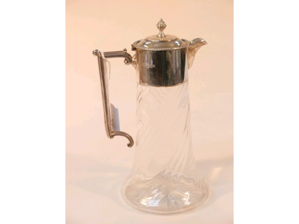 Appraisal: An Edward VII silver and cut glass claret jug by