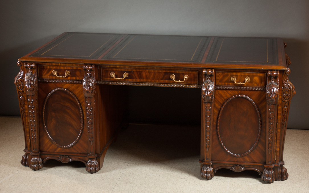 Appraisal: MAITLAND-SMITH MAHOGANY PARTNERS' DESK Maitland-Smith Luxury Home Furniture Co High