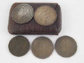 Appraisal: Five coins being a silver dollar three silver George III