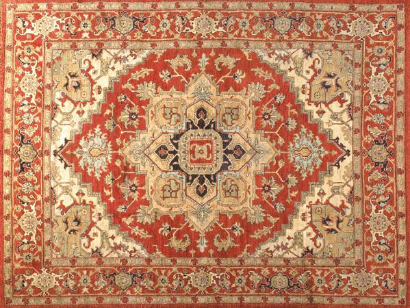 Appraisal: PESHAWAR SERAPI Contemporary room-size rug with an angular floral medallion