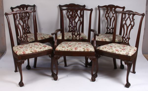 Appraisal: Set of six mid- th Century American Chippendale mahogany dining